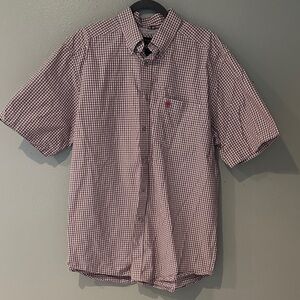 Ariat Men's Burgundy and White Plaid Button Down Shirt